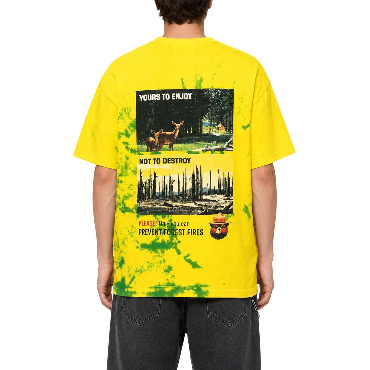 T-shirt en coton biologique épais 295 g/m², motif tie-dye jaune citron - TDTS001 5