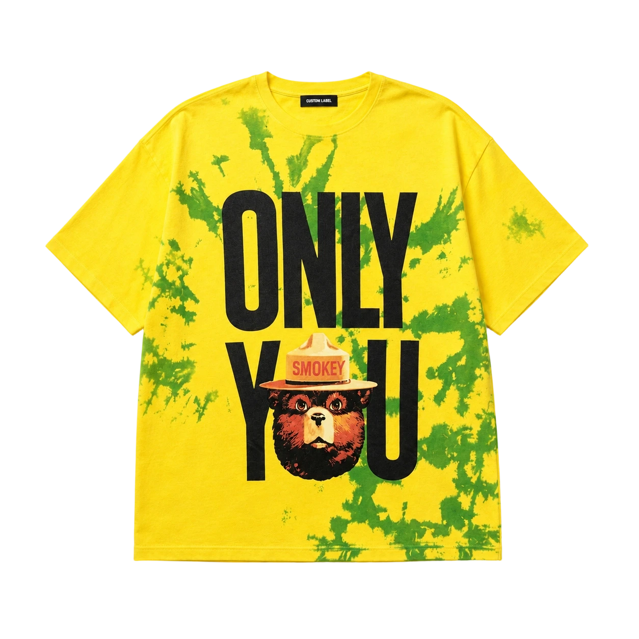 T-shirt en coton biologique épais 295 g/m², motif tie-dye jaune citron - TDTS001 1