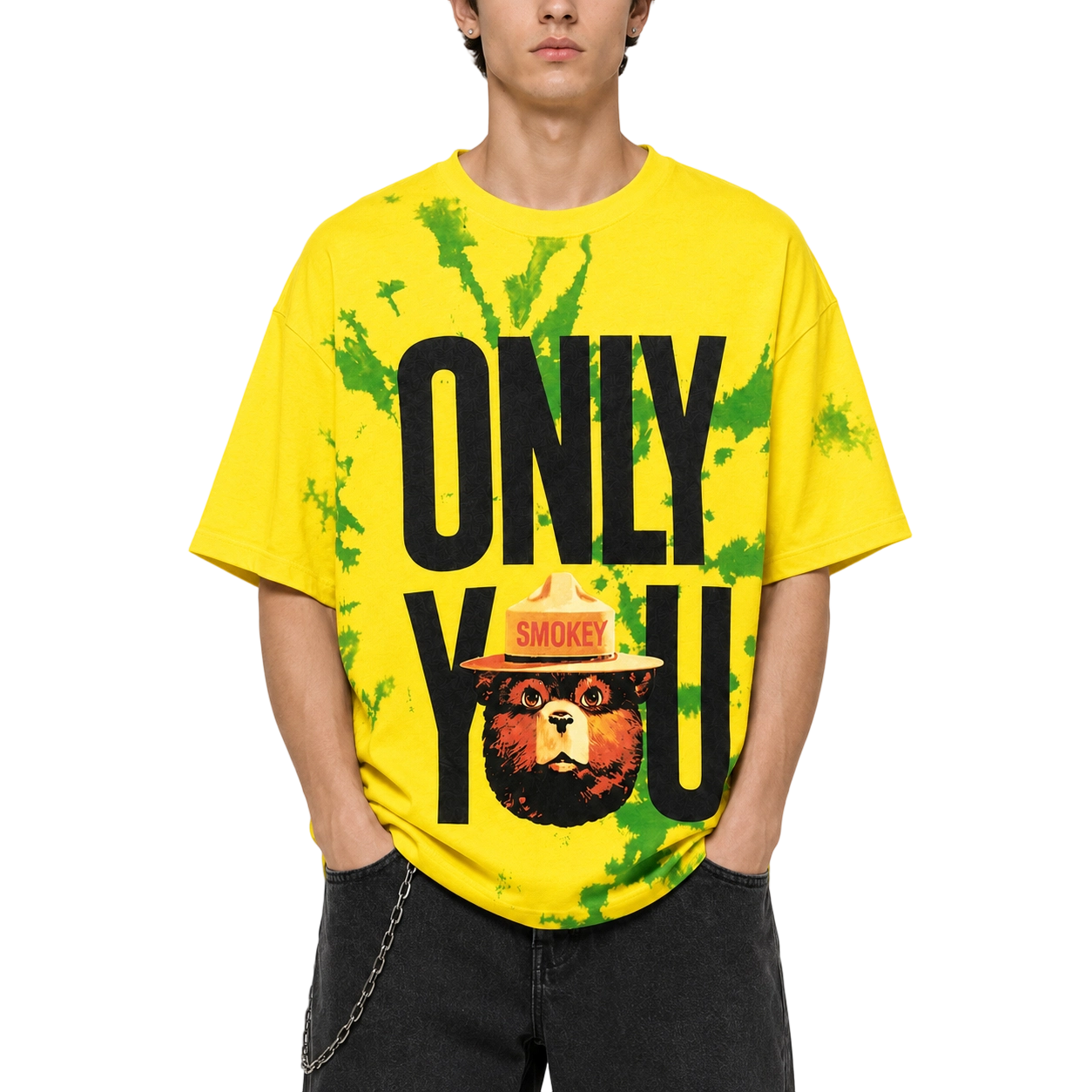 T-shirt en coton biologique épais 295 g/m², motif tie-dye jaune citron - TDTS001 4