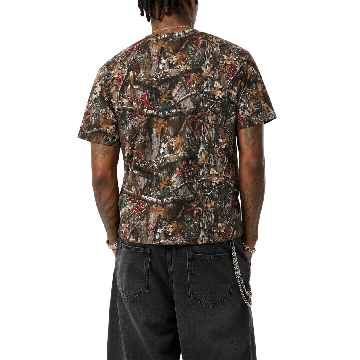 חולצת טריקו בצבע הסוואה Realtree עם הדפס כוכב אדום, 100% כותנה, בדוגמת 230 גרם למ"ר 5