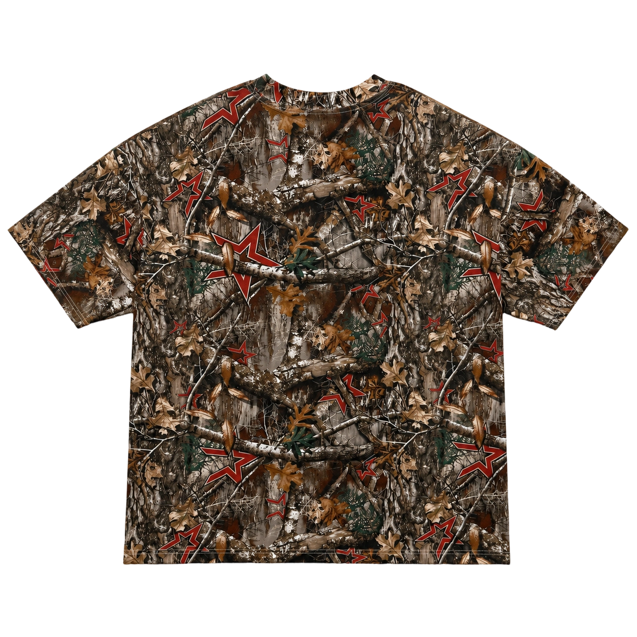 חולצת טריקו בצבע הסוואה Realtree עם הדפס כוכב אדום, 100% כותנה, בדוגמת 230 גרם למ"ר 3