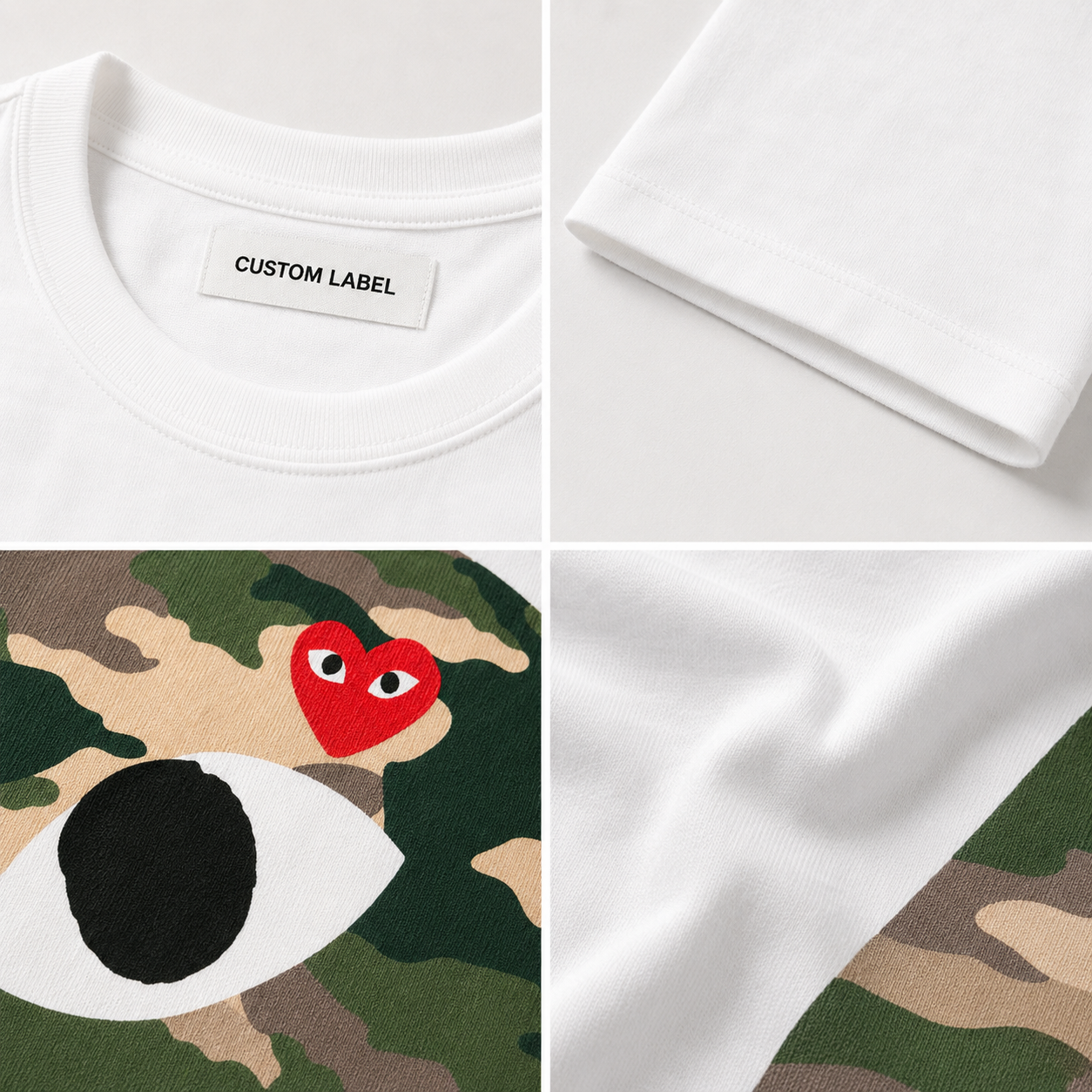 Kurzarm-T-Shirt mit Rundhalsausschnitt und Camouflage-Herzgrafik aus 100 % Baumwolle (220 g/m²) 6
