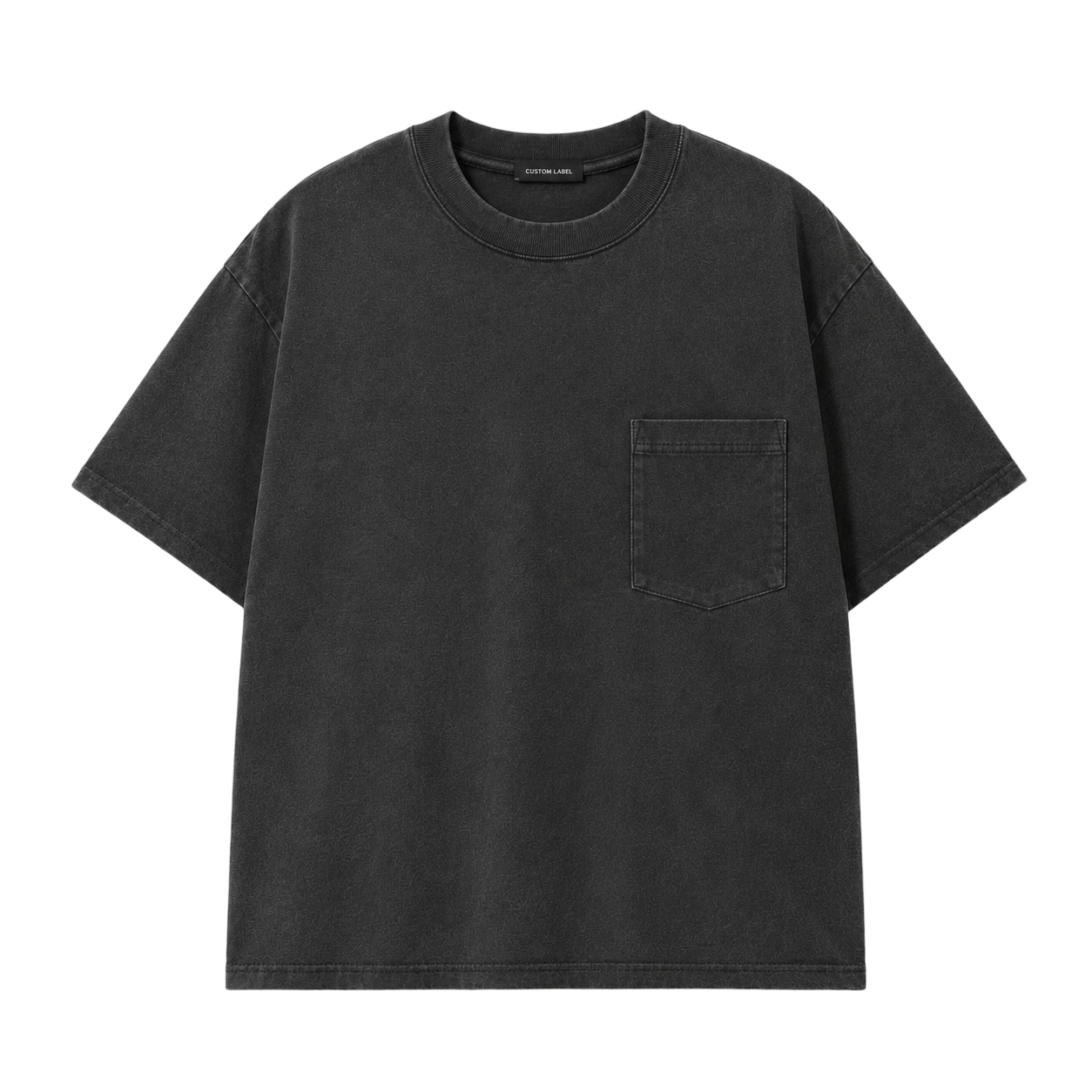 240GSM Washed Pocket Cotton Crew Neck T-Shirt